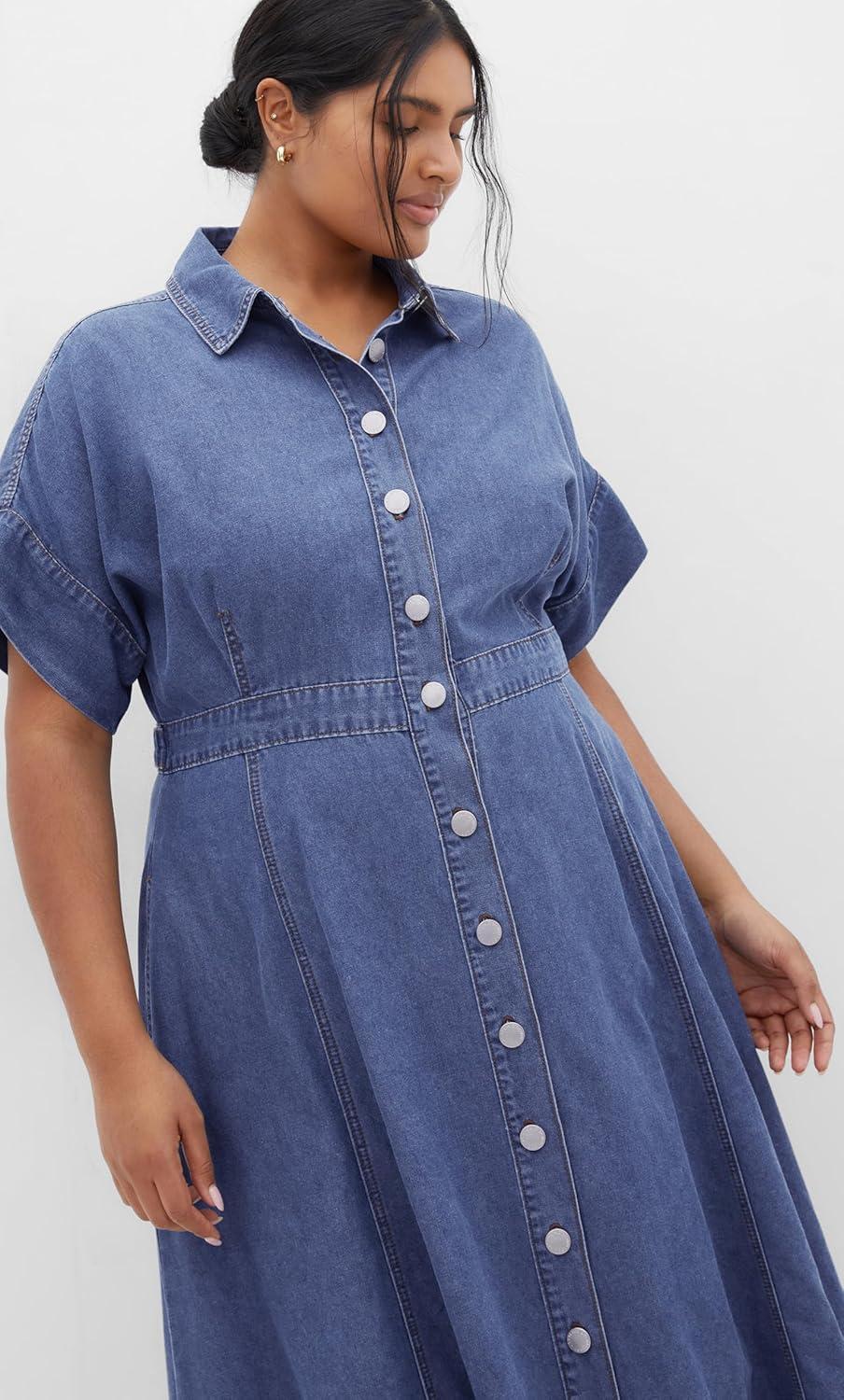image:imageCity Chic Womens Plus Size DressCassidy Mid WashMid Wash