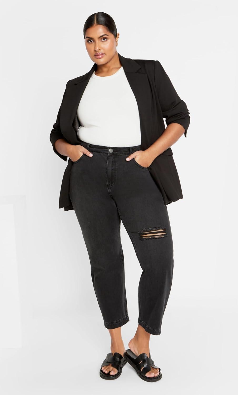 image:imageCity Chic Womens Plus Size Harley Kenia Straight JeanBlack Wash