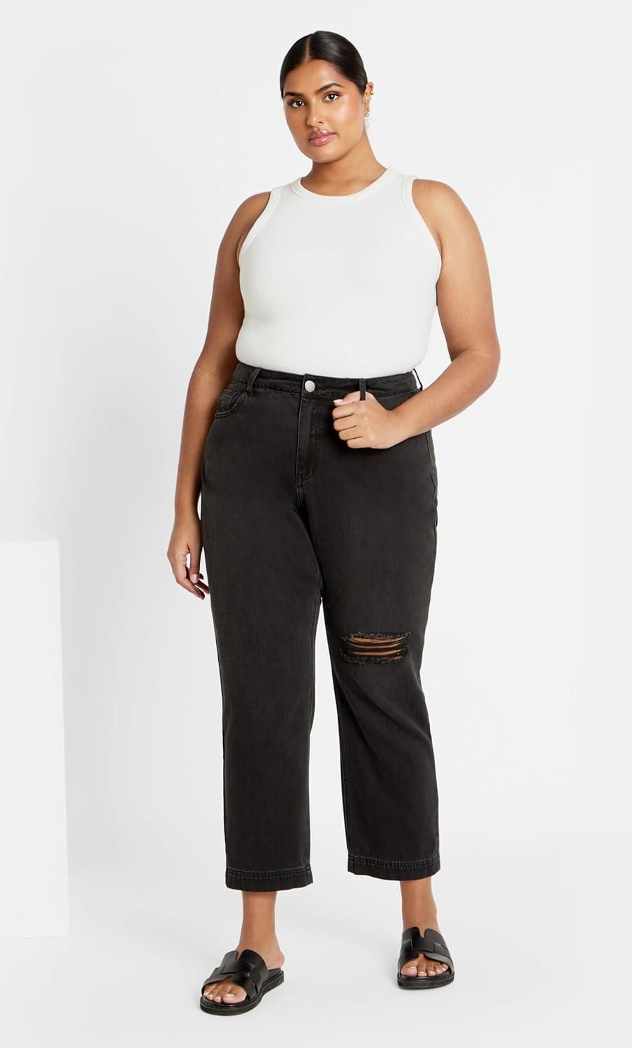 image:imageCity Chic Womens Plus Size Harley Kenia Straight JeanBlack Wash