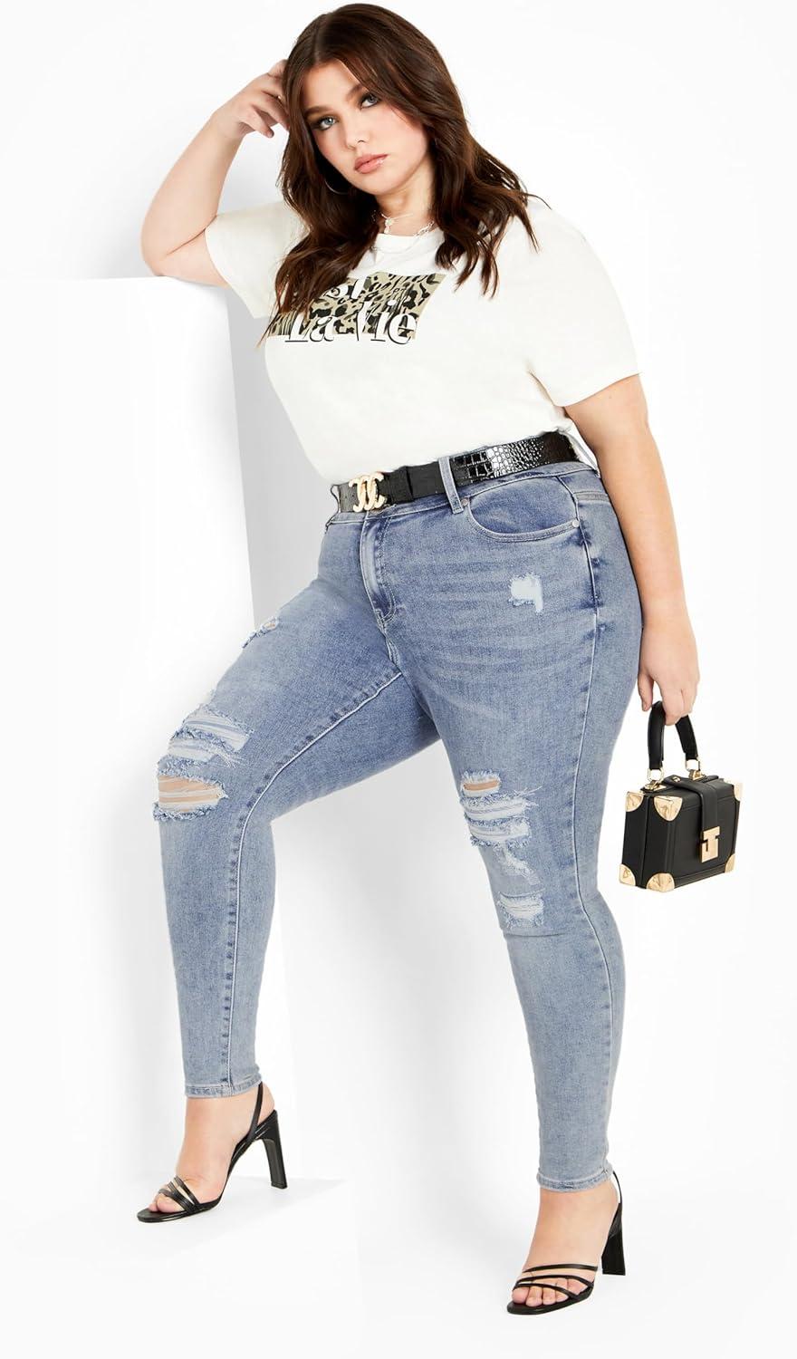 image:imageCity Chic Womens Plus Size Jean Harley Bleg RDenim Mid