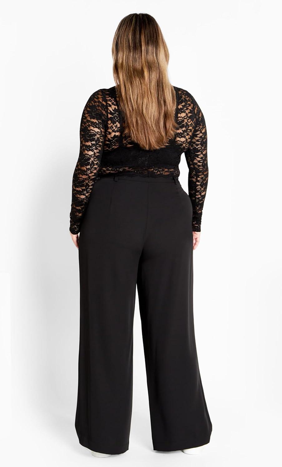 image:imageCity Chic Womens Plus Size Lace Frankie TopBlack
