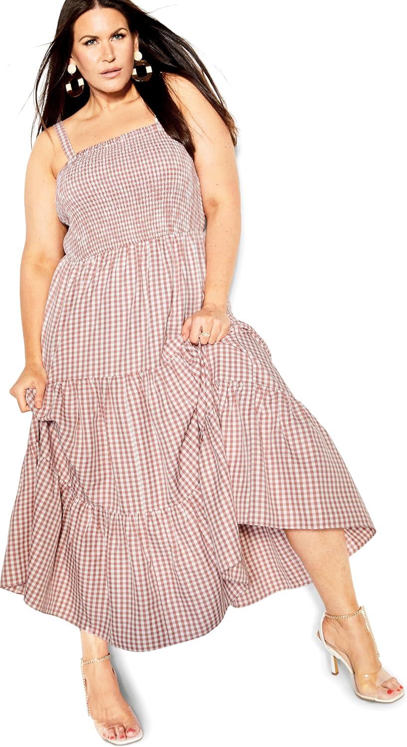 image:imageCity Chic Womens Plus Size Maxi GinghamBrick Gingham