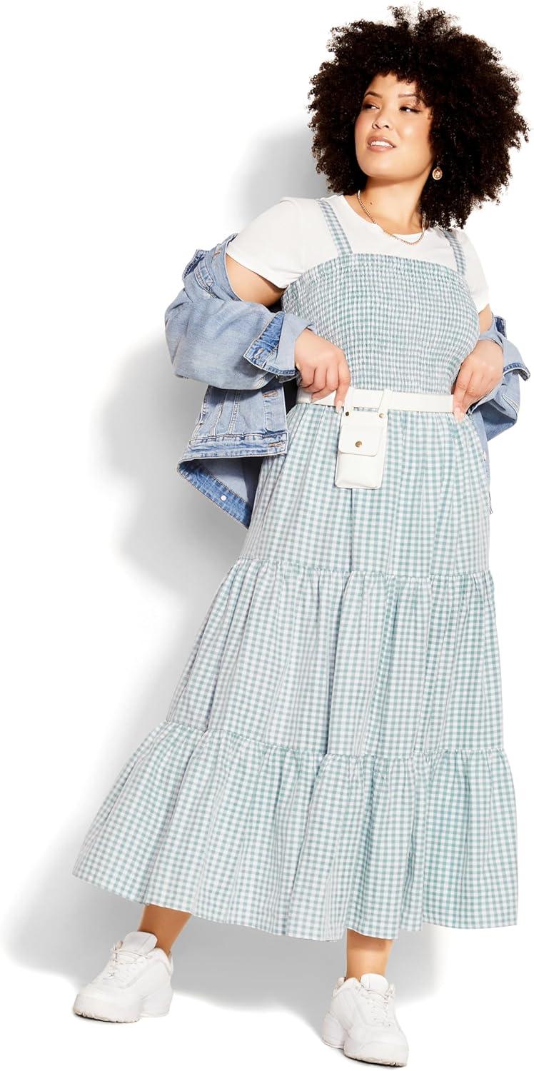 image:imageCity Chic Womens Plus Size Maxi GinghamMint Gingham