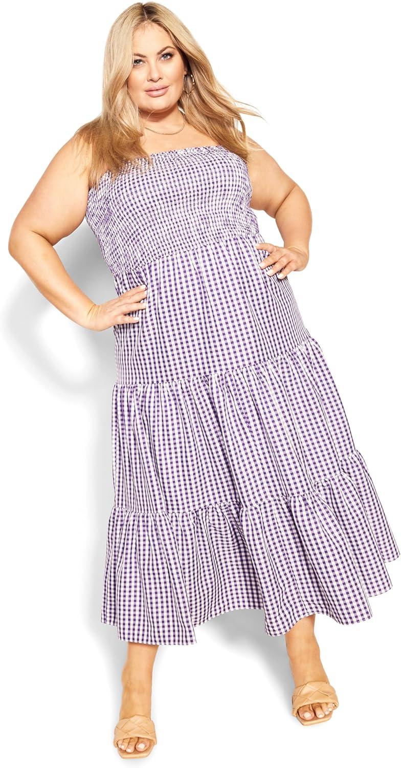 image:imageCity Chic Womens Plus Size Maxi GinghamPetunia Gingham
