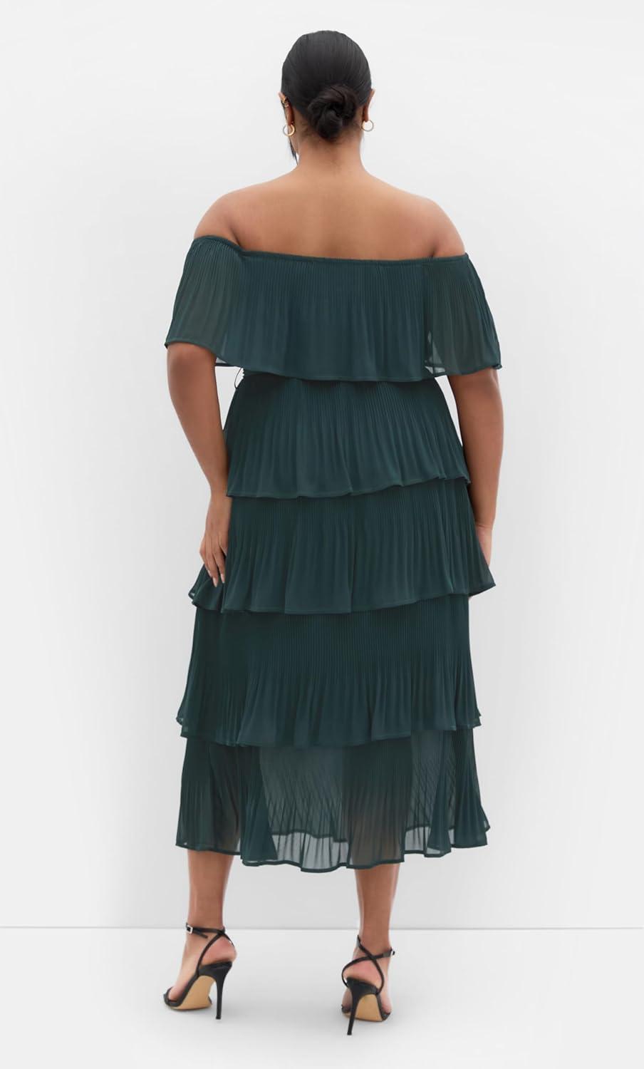 image:imageCity Chic Womens Plus Size Night Garden DressGreen Teal