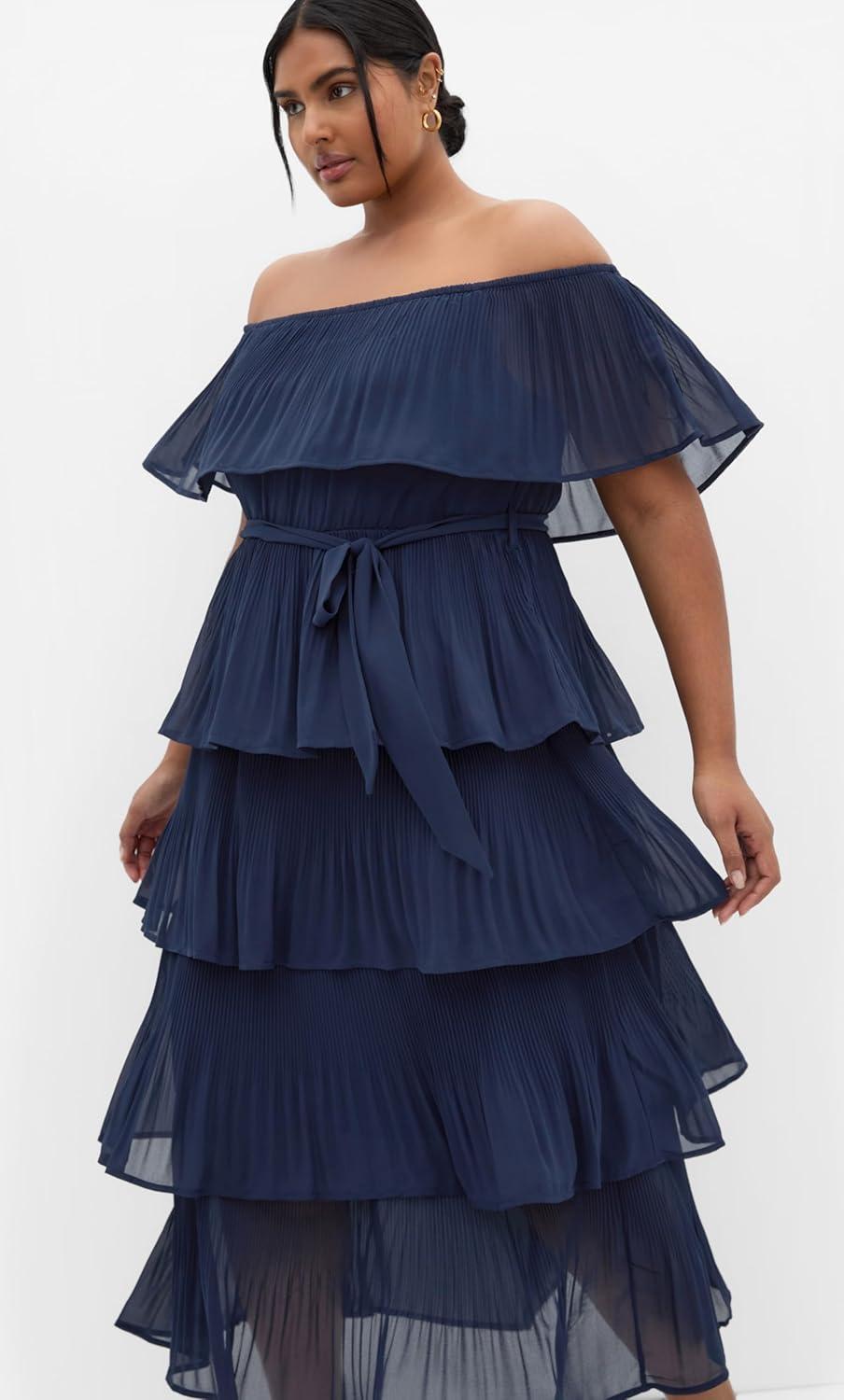 image:imageCity Chic Womens Plus Size Night Garden DressNavy