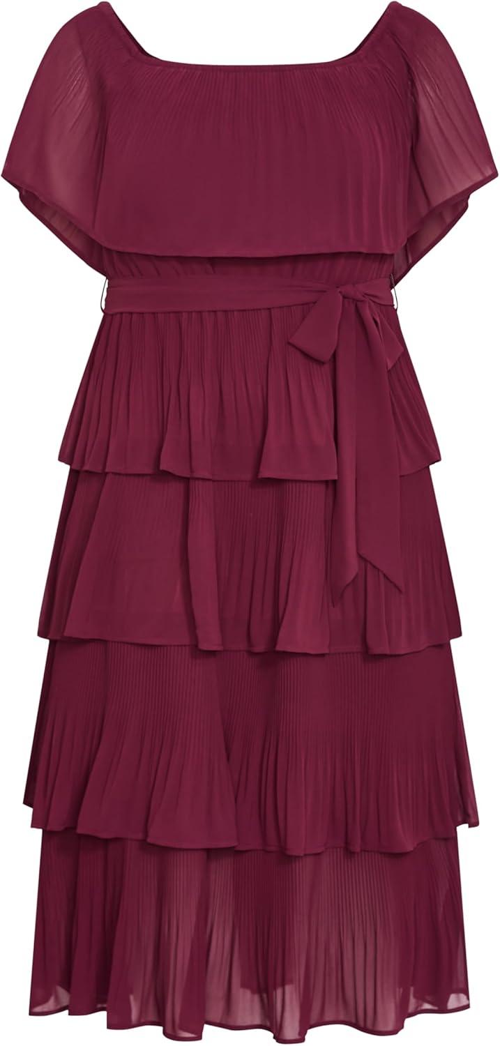 image:imageCity Chic Womens Plus Size Night Garden DressRed Burgundy