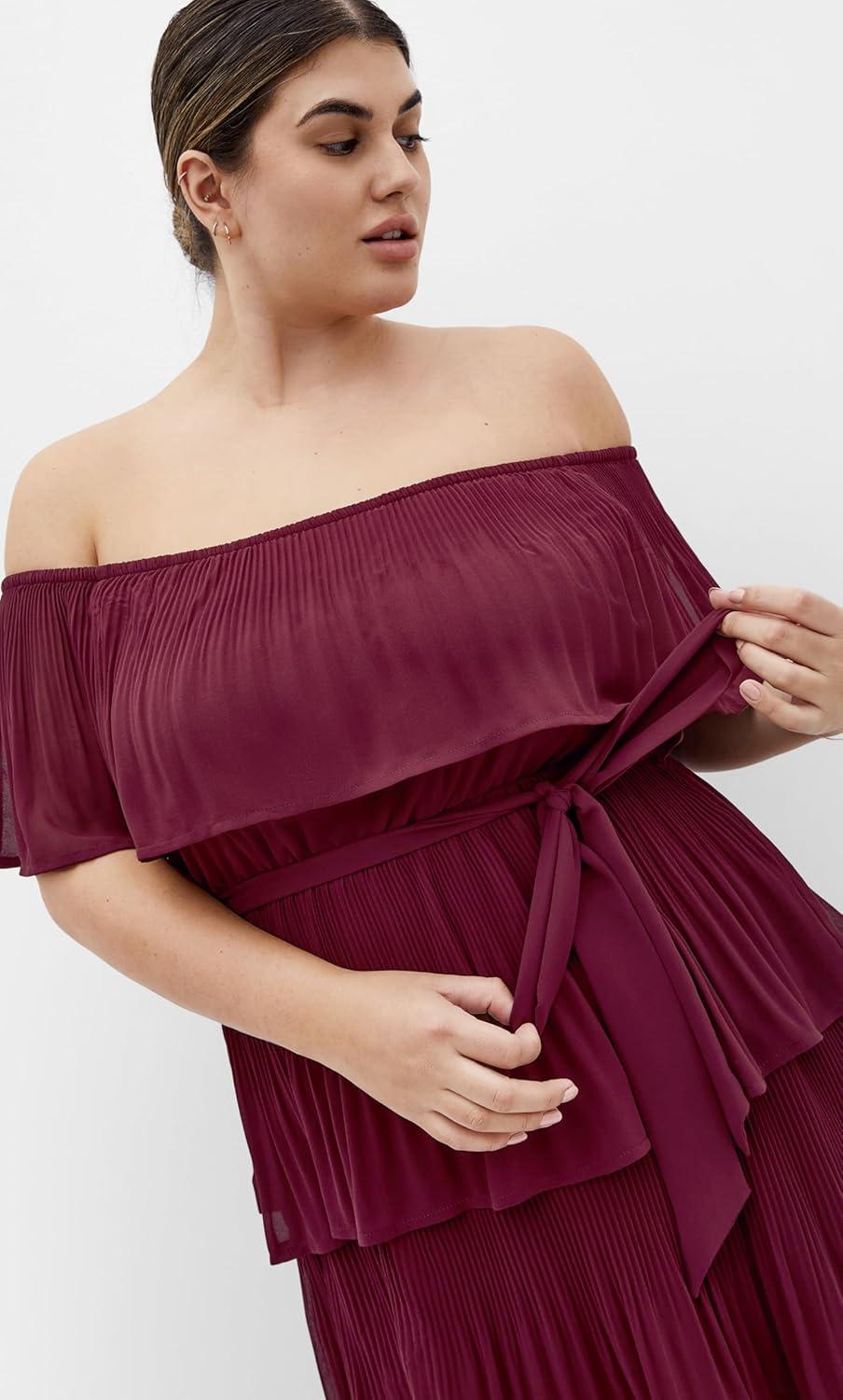 image:imageCity Chic Womens Plus Size Night Garden DressRed Burgundy