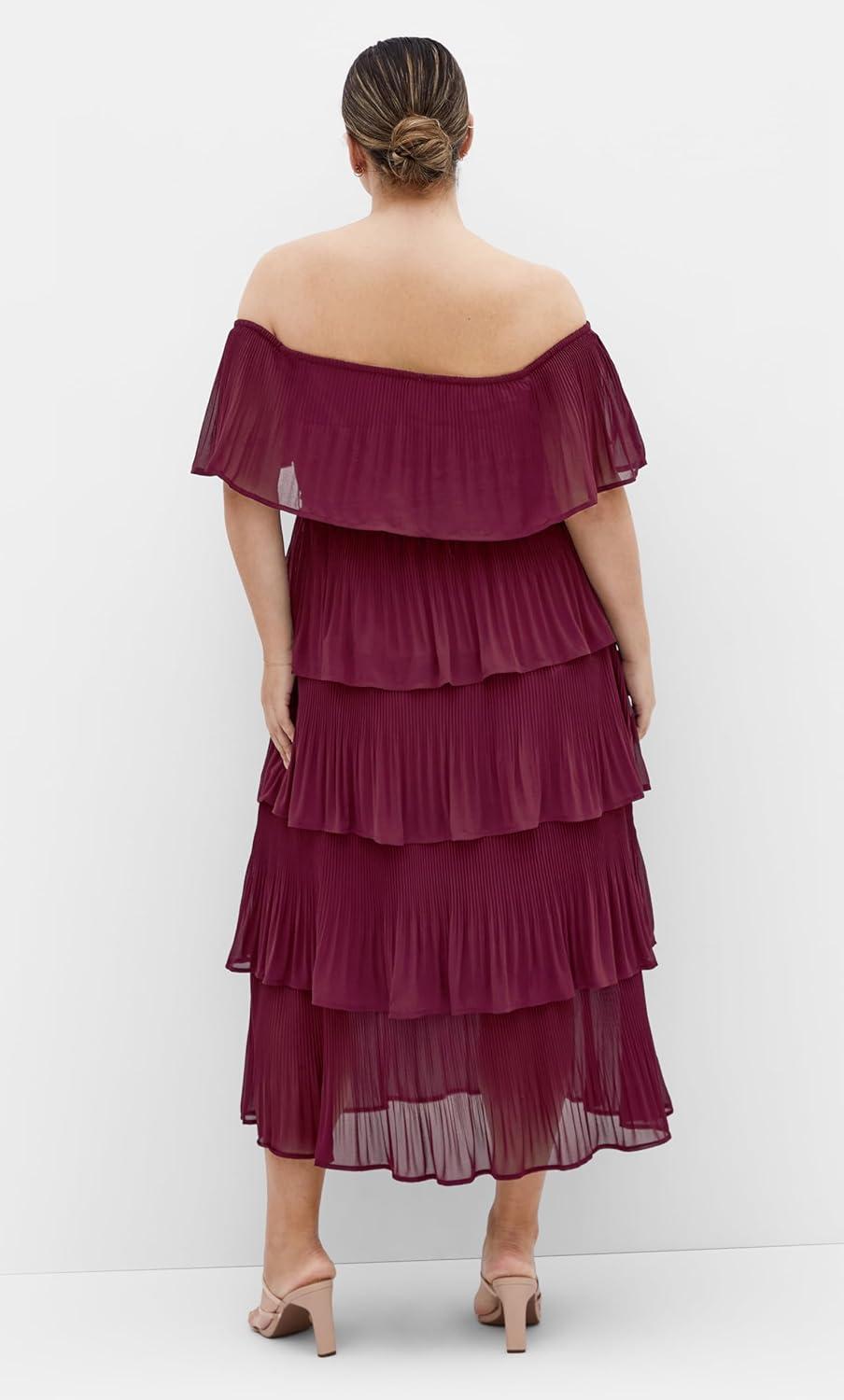 image:imageCity Chic Womens Plus Size Night Garden DressRed Burgundy