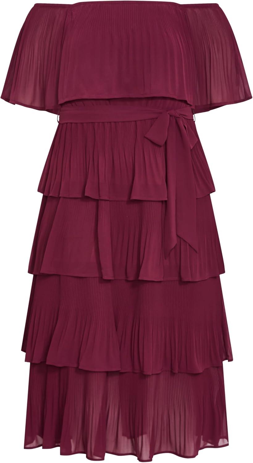 image:imageCity Chic Womens Plus Size Night Garden DressRed Burgundy
