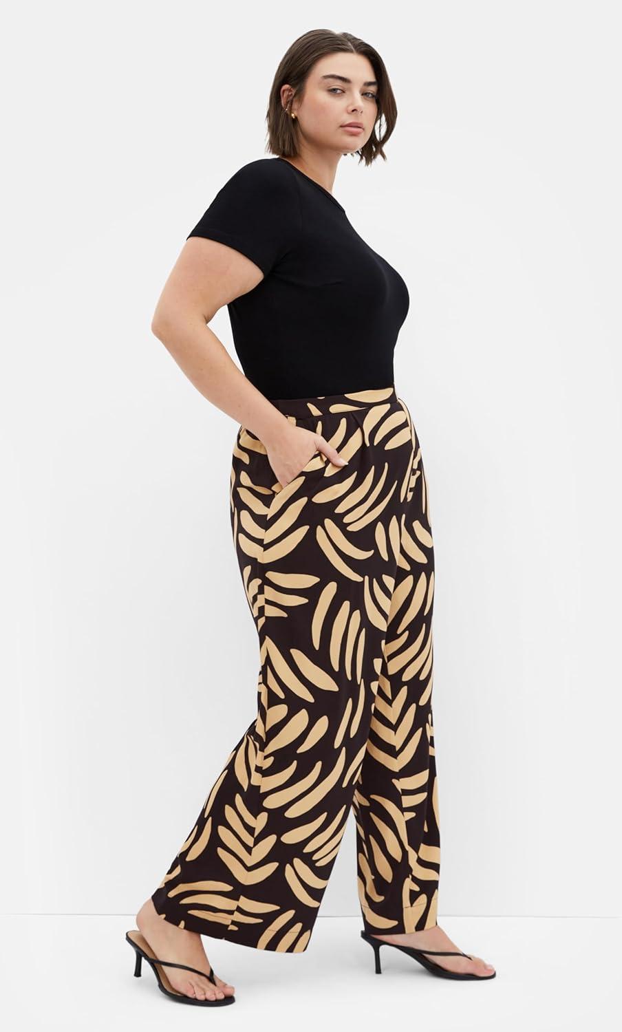 image:imageCity Chic Womens Plus Size Pants AspynBlackTaupe