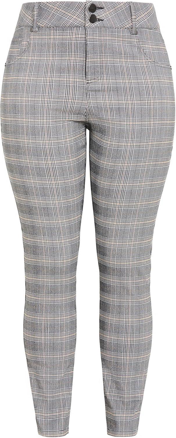 image:imageCity Chic Womens Plus Size Pants Bengaline CheckCherry Check