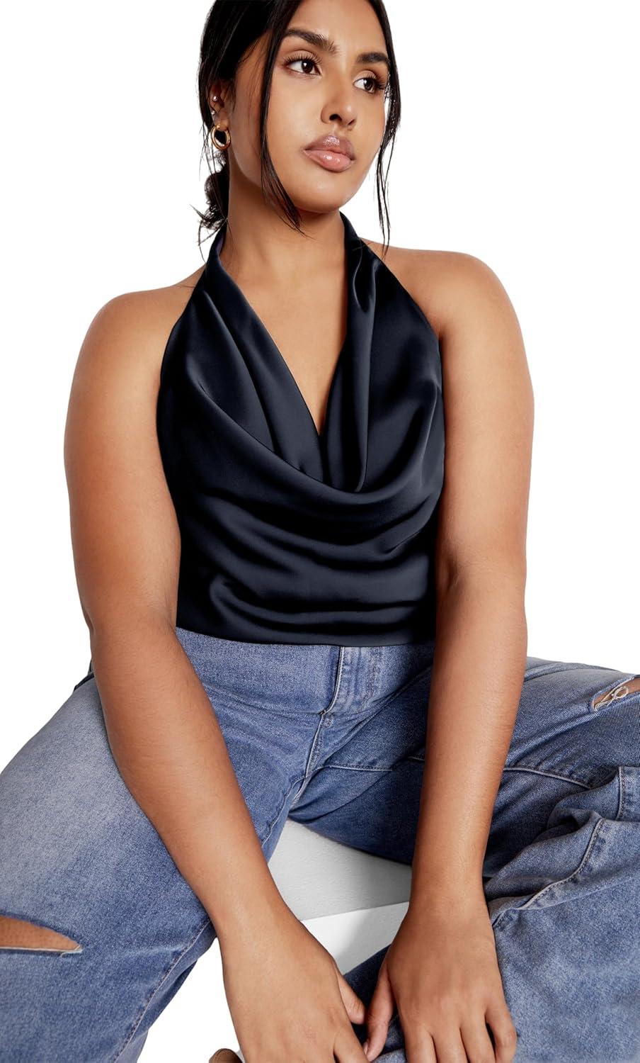 image:imageCity Chic Womens Plus Size Top Chloe CowlNavy