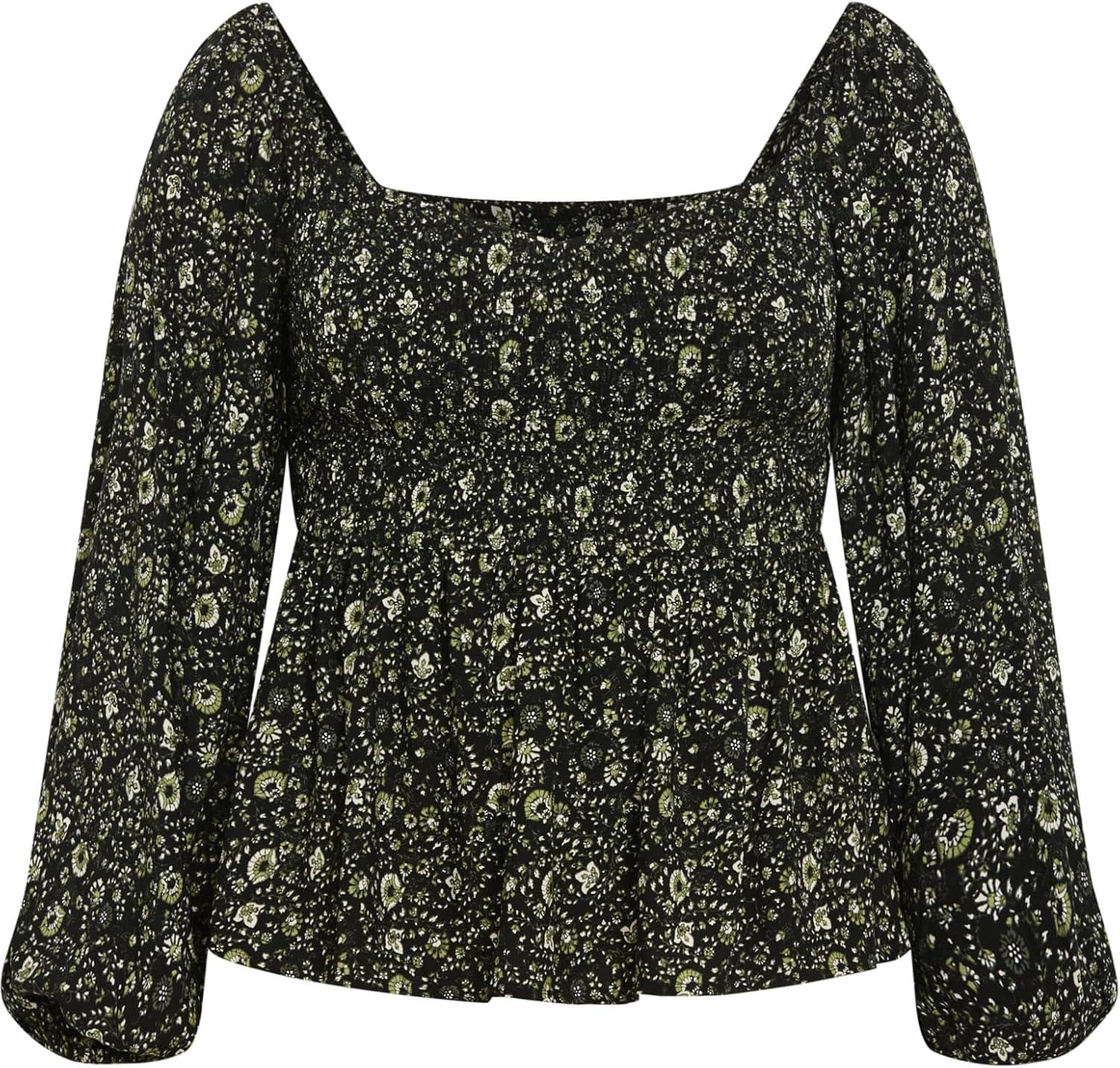 image:imageCity Chic Womens Plus Size Top MonroeOlive Ditsy