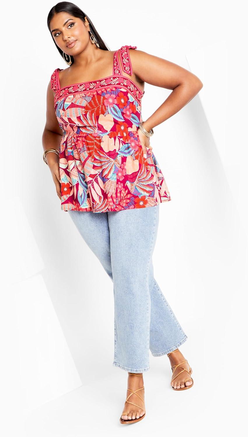 image:imageCity Chic Womens Plus Size Top Paradiso Print
