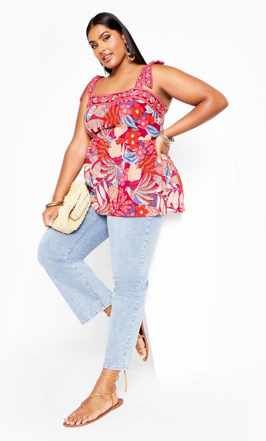 image:imageCity Chic Womens Plus Size Top Paradiso Print