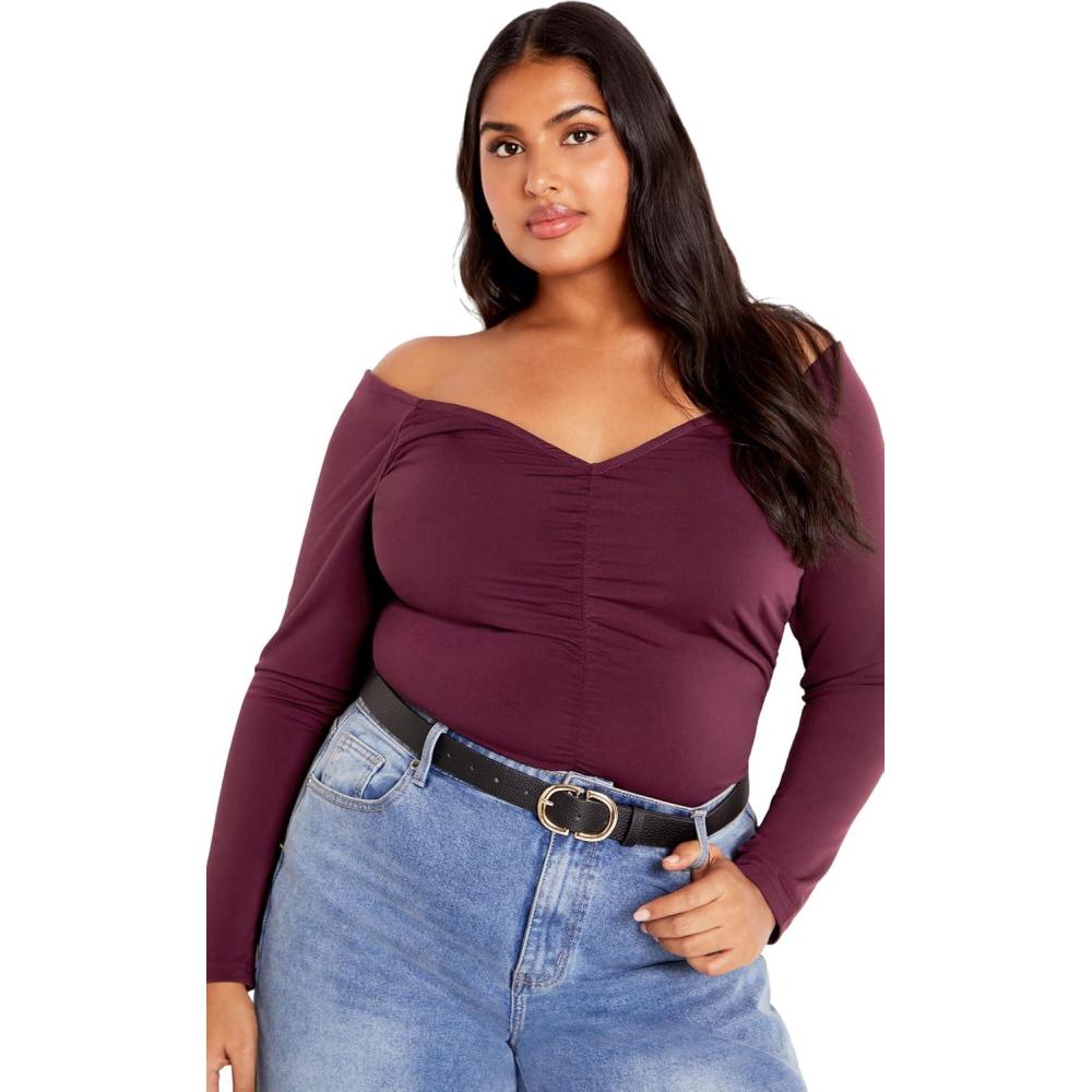 image:imageCITY CHIC Plus Size Top Ruched Sally TopPlum