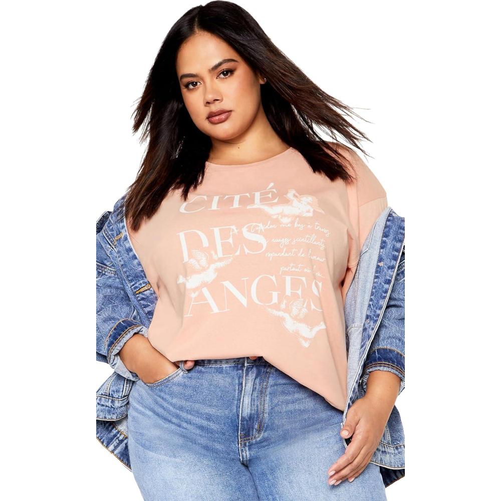 image:imageCITY CHIC Womens Oversized Angels TeeDusty Rose Angels