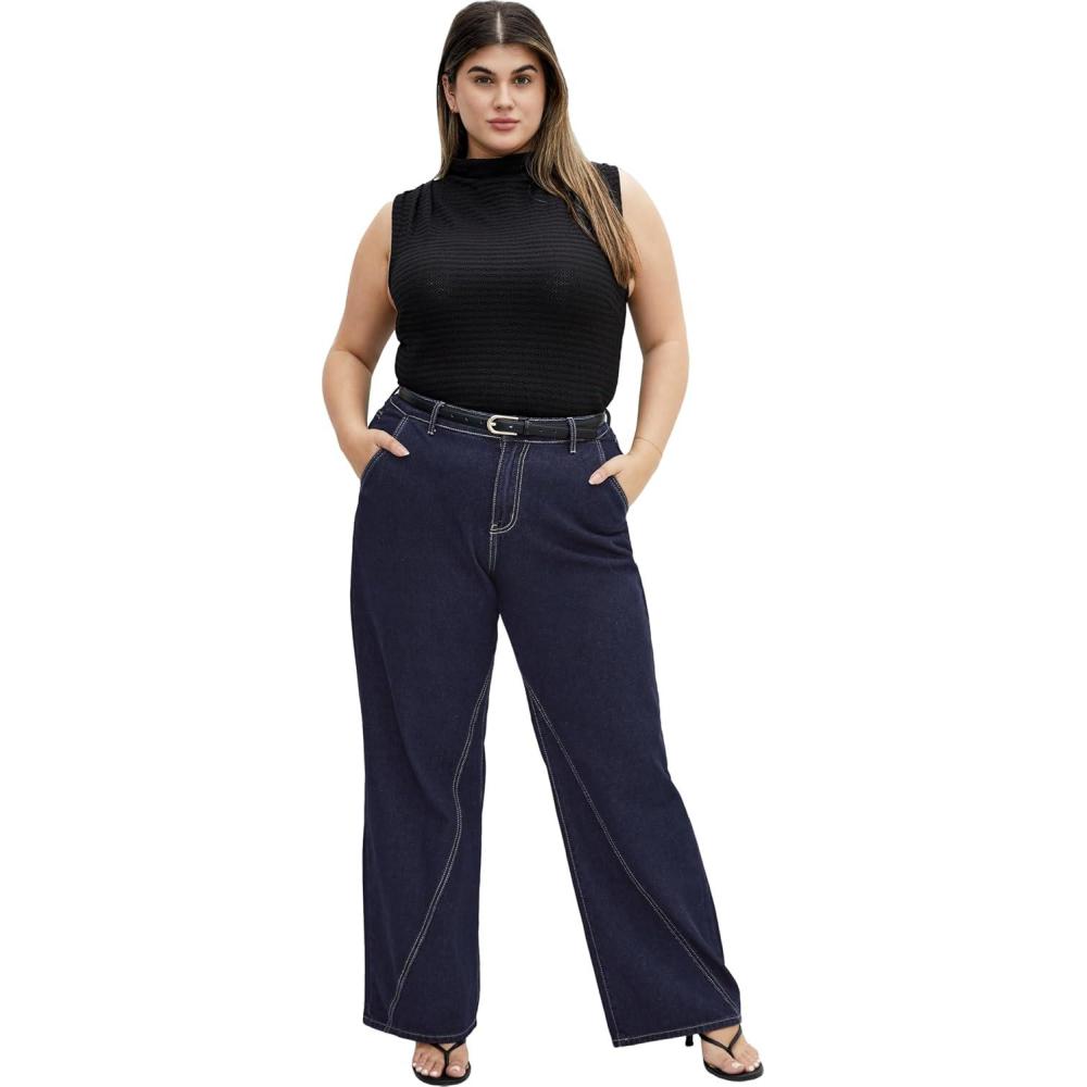 image:imageCity Chic Plus Size Jeans Harley Kyla Wide Leg JeanDark Denim