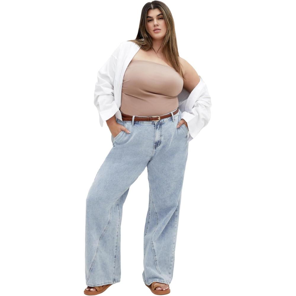 image:imageCity Chic Plus Size Jeans Harley Kyla Wide Leg JeanLight Wash