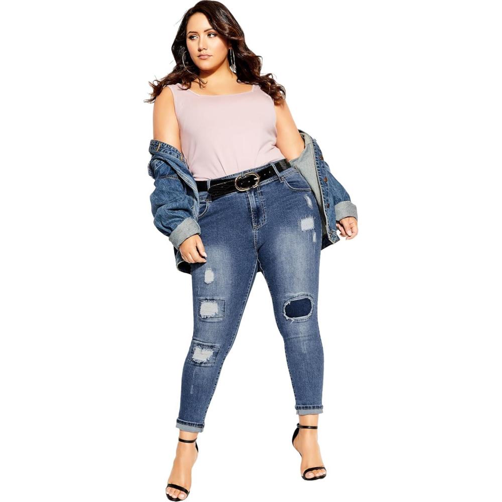 image:imageCity Chic Plus Size Jeans Patched Apple Skinny JeanIndigo