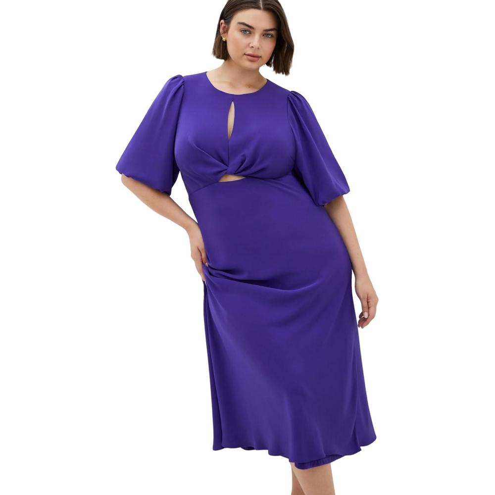 image:imageCity Chic Womens Cocktail Dress  INES Puff TwistViolet