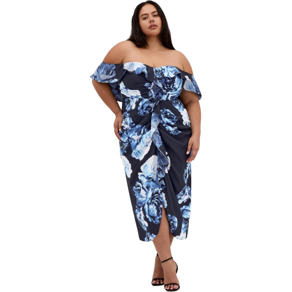 image:imageCity Chic Womens Plus Size Cocktail Dress  Gina PrintBlue Rose