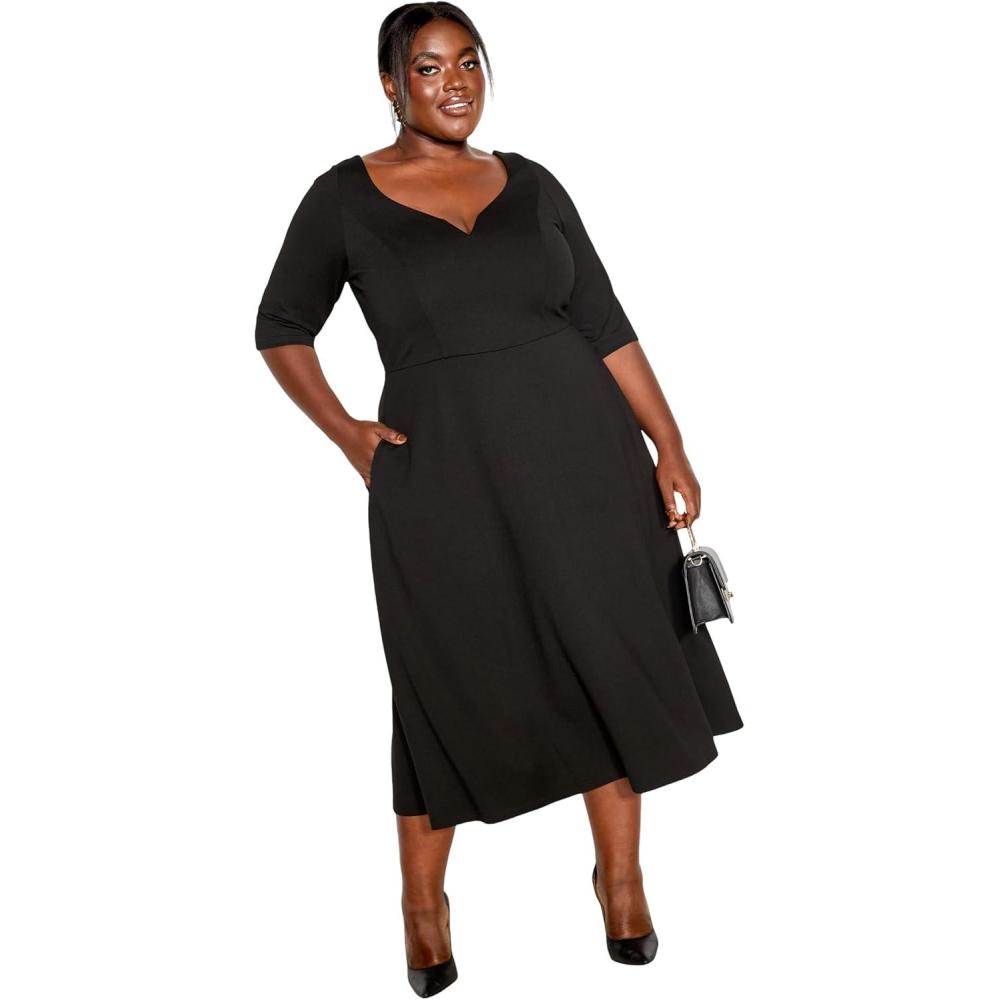 image:imageCity Chic Womens Plus Size Cute Girl Elbow Sleeve DressBlack
