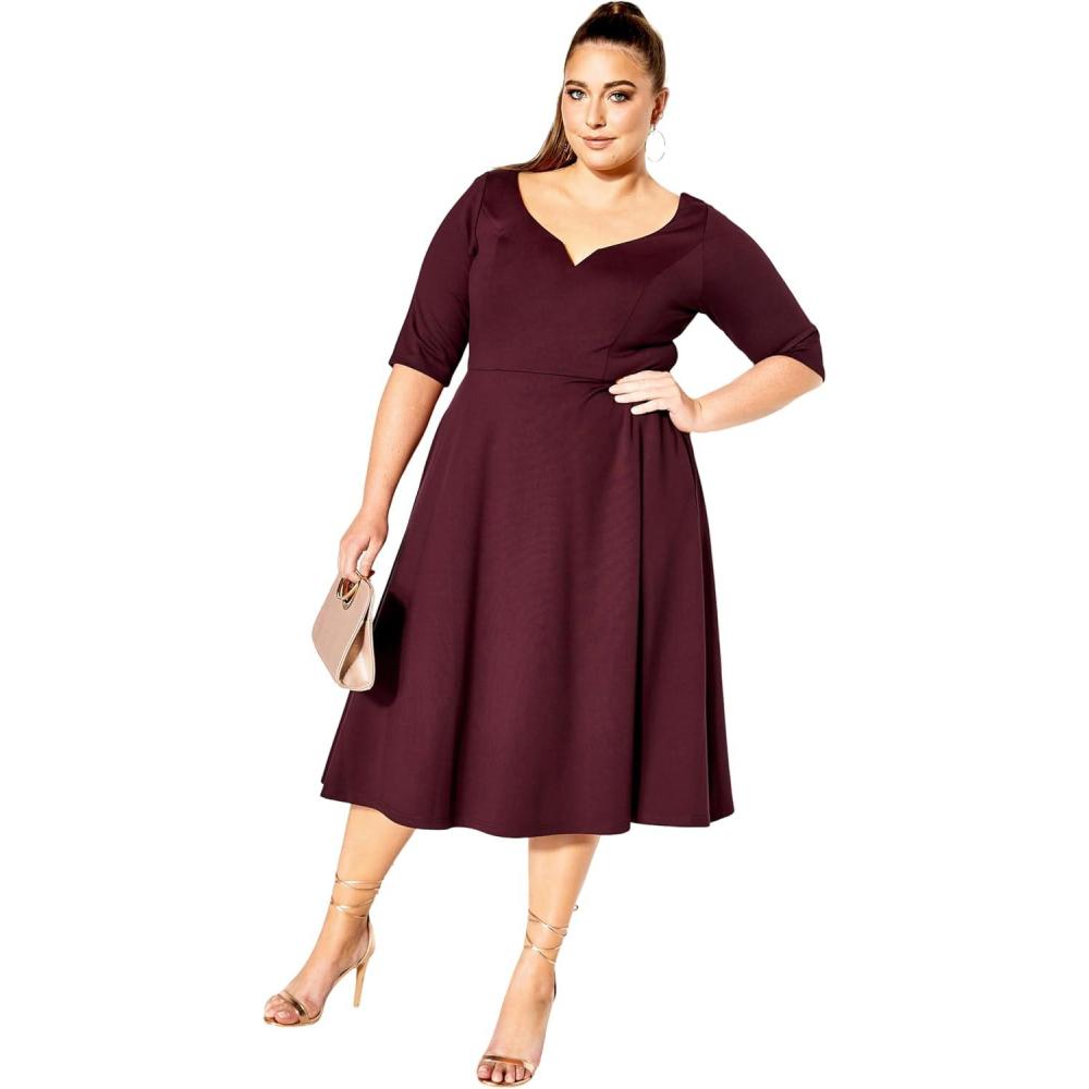 image:imageCity Chic Womens Plus Size Cute Girl Elbow Sleeve DressOx Blood