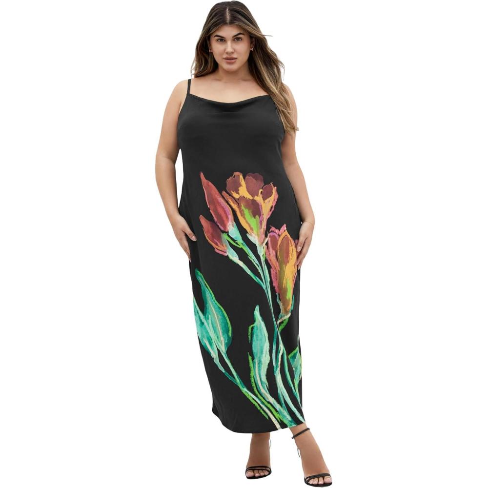 image:imageCity Chic Womens Plus Size Dress  Averi Cowl Neck SlipVivid Stem