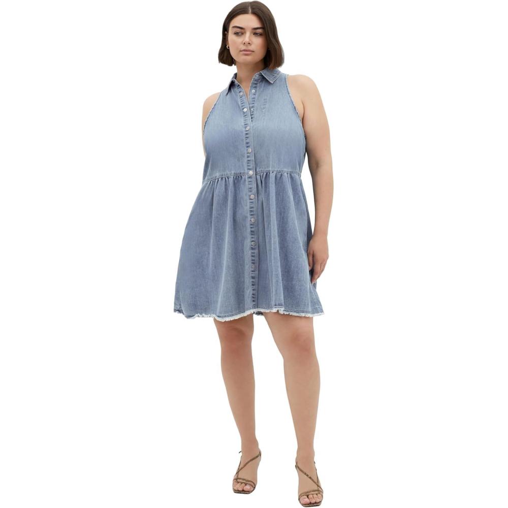 image:imageCity Chic Womens Plus Size Dress Dulce SleevelessLight Denim