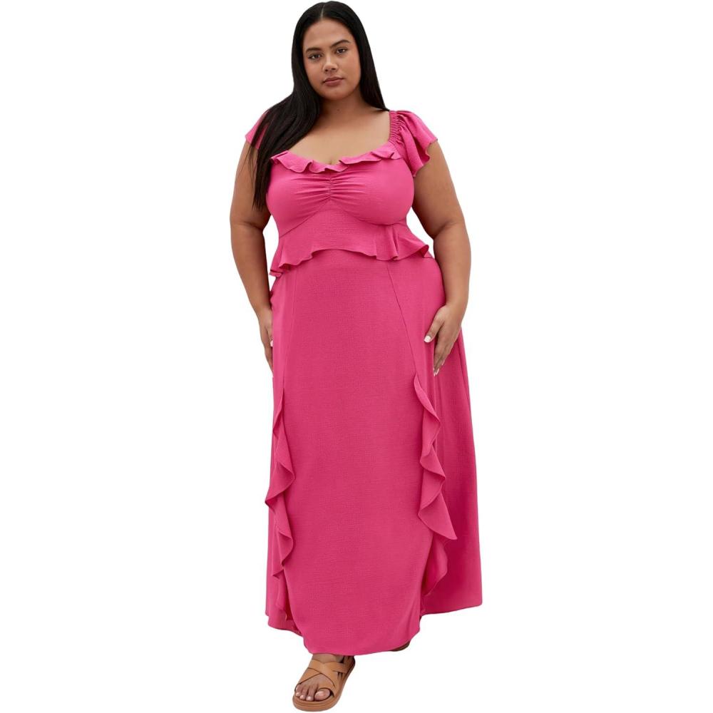 image:imageCity Chic Womens Plus Size Dress  Fee Frill MaxiMagenta