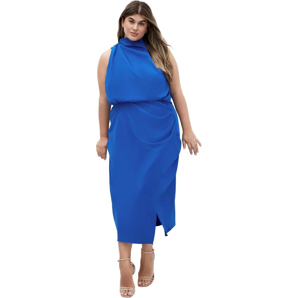 image:imageCity Chic Womens Plus Size Dress Limelight Halter MidiCerulean