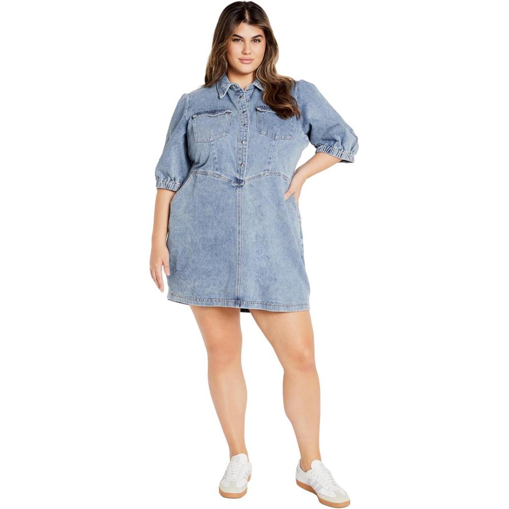image:imageCity Chic Womens Plus Size Dress  Remi DenimLight Wash
