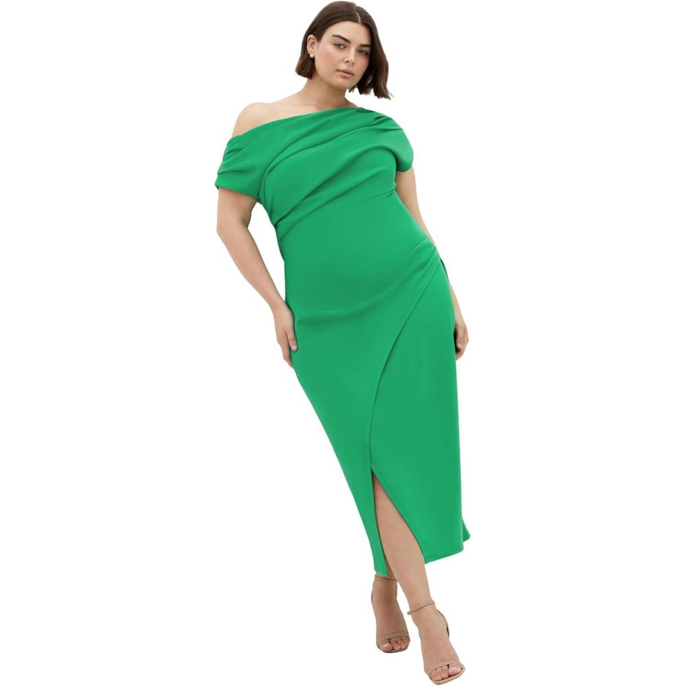 image:imageCity Chic Womens Plus Size Dress Sassy Off ShoulderKelly Green