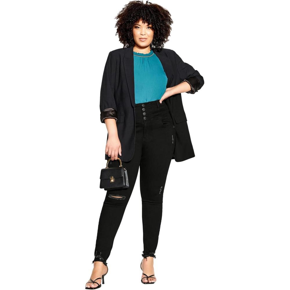 image:imageCity Chic Womens Plus Size Jean Harley Rip Vibes CorsetBlack Wash