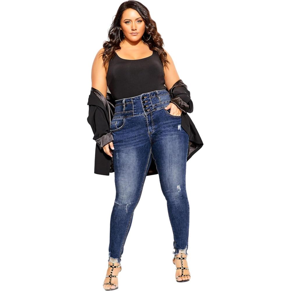image:imageCity Chic Womens Plus Size Jean Harley Rip Vibes CorsetMid Denim