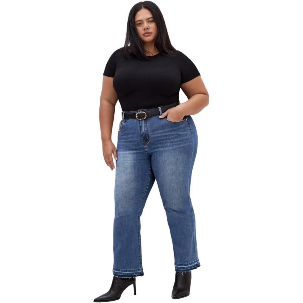 image:imageCity Chic Womens Plus Size Jean  Paloma Kick FlareMid Wash
