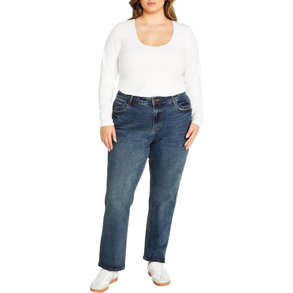 image:imageCity Chic Womens Plus Size Jean Amira StraightMid Denim