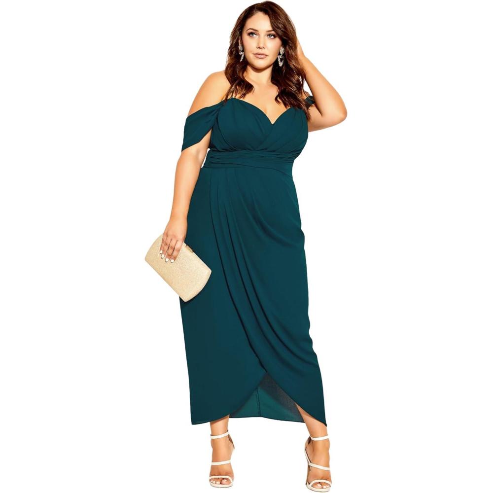 image:imageCity Chic Womens Plus Size Maxi Cocktail Dress EntwineEmerald