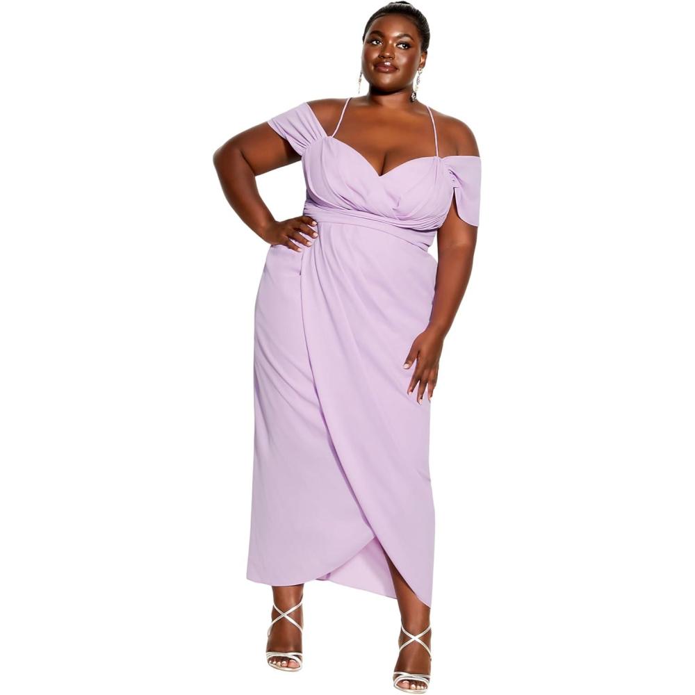 image:imageCity Chic Womens Plus Size Maxi Cocktail Dress  EntwineLilac