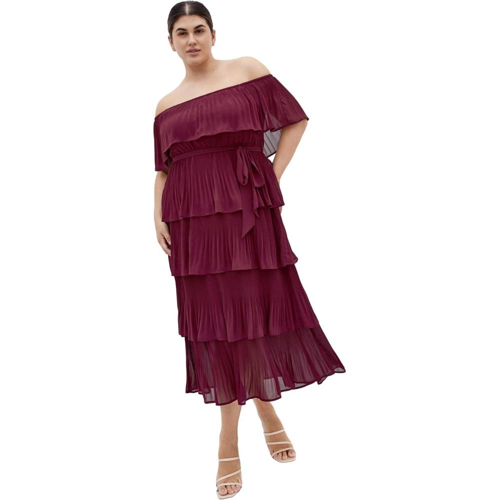 image:imageCity Chic Womens Plus Size Night Garden DressRed Burgundy