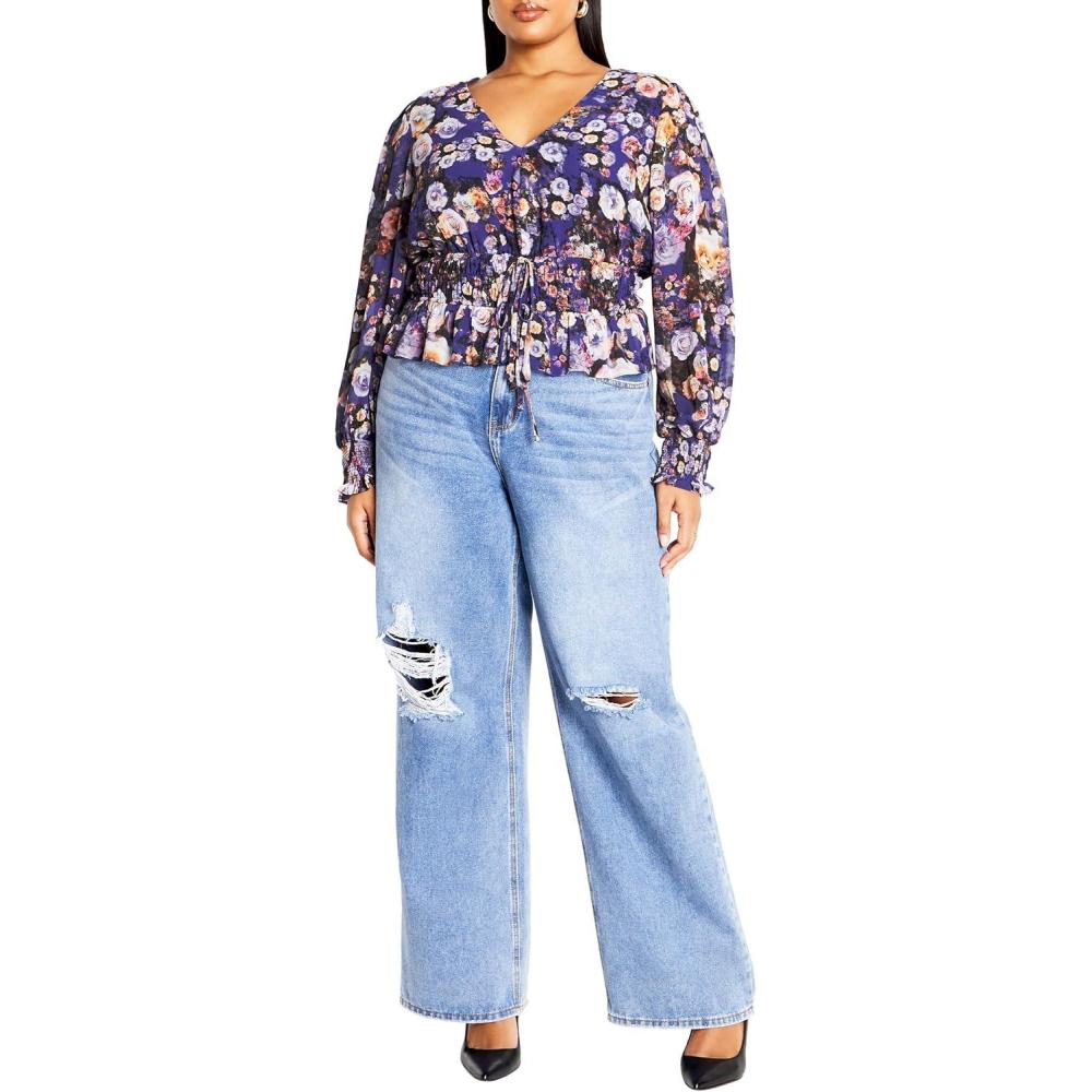 image:imageCity Chic Womens Plus Size Top  Bridgette PrintRoyal Rose