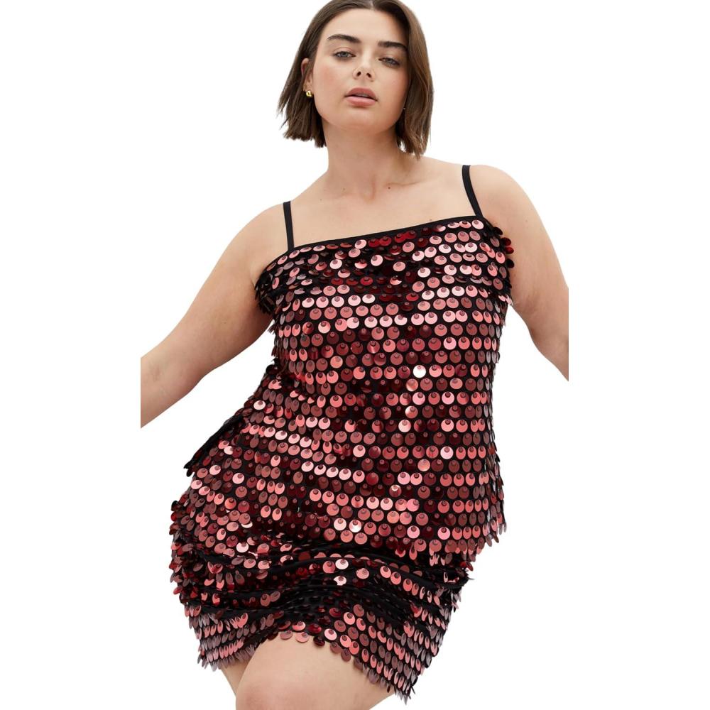 image:imageCity Chic Womens Plus Size Top  Disco Straight Neck SequinedPink