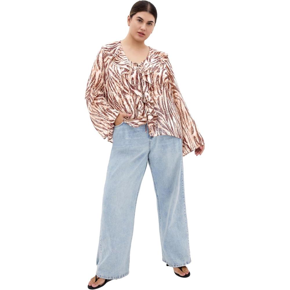 image:imageCity Chic Womens Plus Size Top  Vivid Instinct Ruffle PrintInstinct
