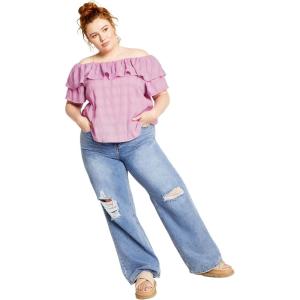 City Chic Christy Off Shoulder Top(Violet)