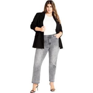 City Chic Plus Size Harley Keyla Straight Leg Soft Grey Jean(Soft Grey)