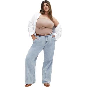 City Chic Plus Size Jeans, Harley Kyla Wide Leg Jean(Light Wash)