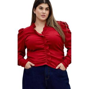 City Chic Plus Size Top, Anika Top(Bordeaux)