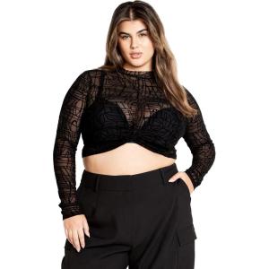 City Chic Plus Size Top, Swirl Frankie Top(Black)